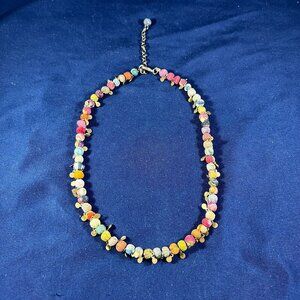 Handcrafted Multicolor Fabric Bead Necklace With Brass Disc Accents & Adjustable